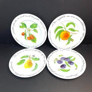 Set 4 WilliamsSonoma Orchard Suite Plates Fruit Design 7.75" Japan Decorated USA